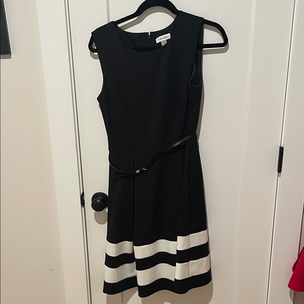 Calvin Klein Black and White Midi Dress